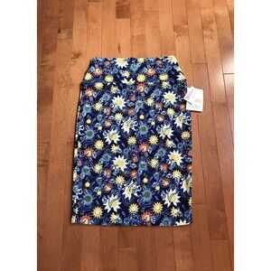 Gorgeous NEW Blue Floral Stretchy Pencil Skirt LuLaRoe Cassie XS NWT